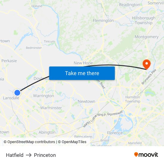 Hatfield to Princeton map