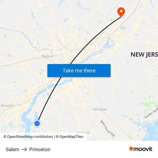 Salem to Princeton map