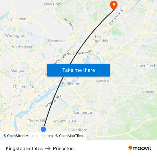 Kingston Estates to Princeton map