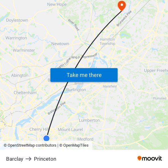 Barclay to Princeton map