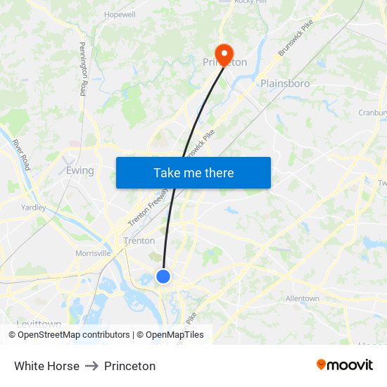 White Horse to Princeton map