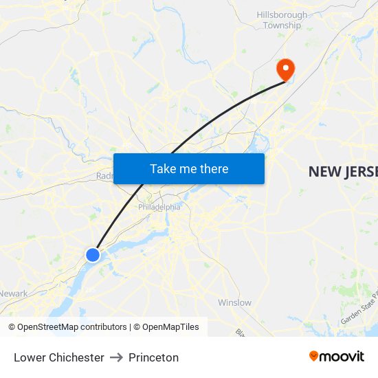 Lower Chichester to Princeton map