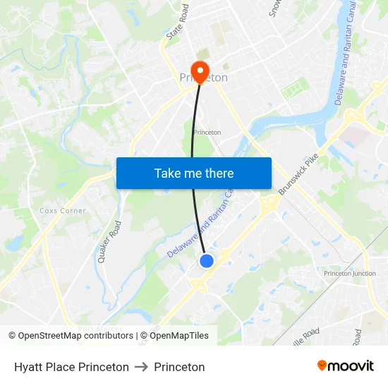 Hyatt Place Princeton to Princeton map