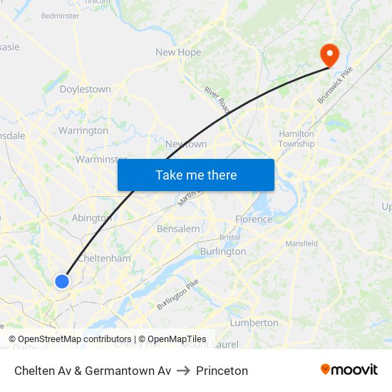 Chelten Av & Germantown Av to Princeton map