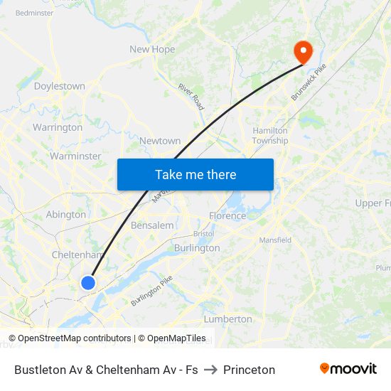 Bustleton Av & Cheltenham Av - Fs to Princeton map