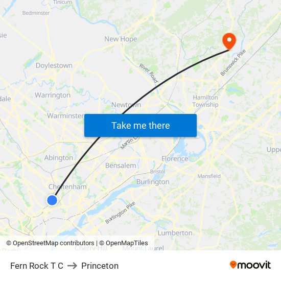 Fern Rock T C to Princeton map