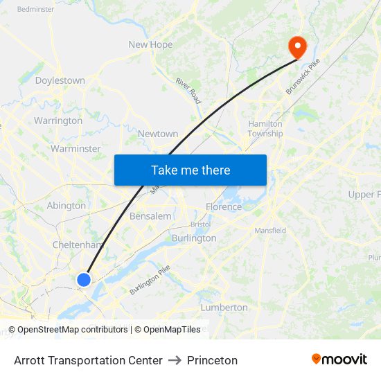Arrott Transportation Center to Princeton map