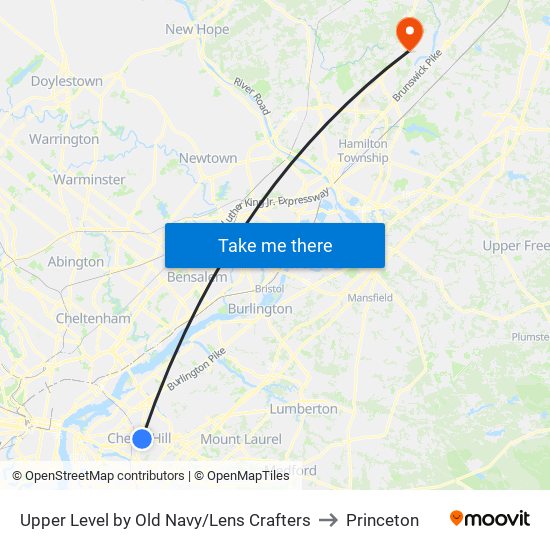 Upper Level by Old Navy/Lens Crafters to Princeton map