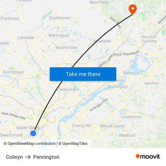 Colwyn to Pennington map