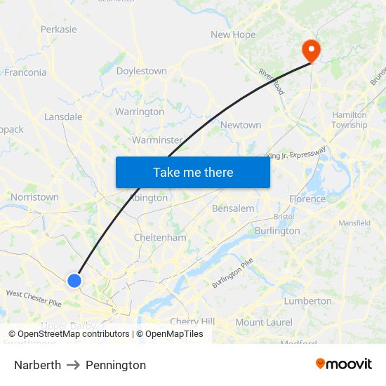 Narberth to Pennington map