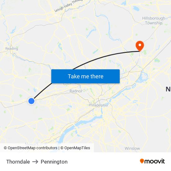 Thorndale to Pennington map