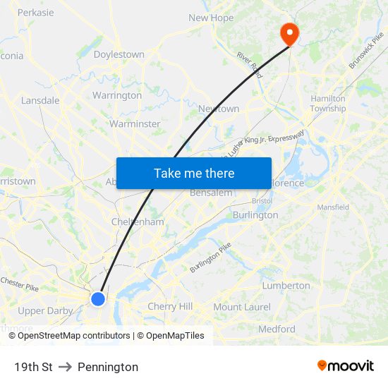 19th St to Pennington map