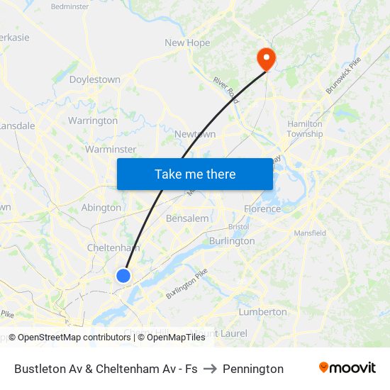 Bustleton Av & Cheltenham Av - Fs to Pennington map