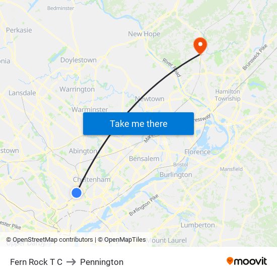 Fern Rock T C to Pennington map