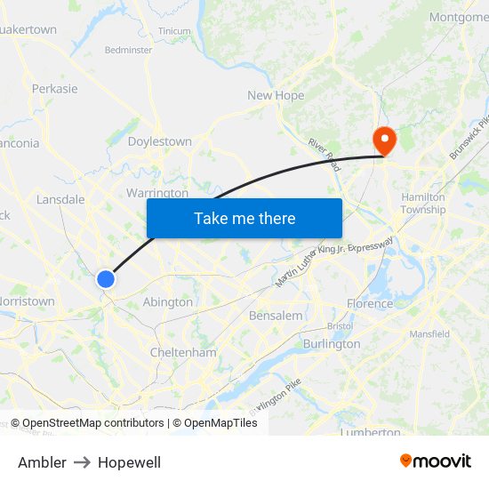 Ambler to Hopewell map