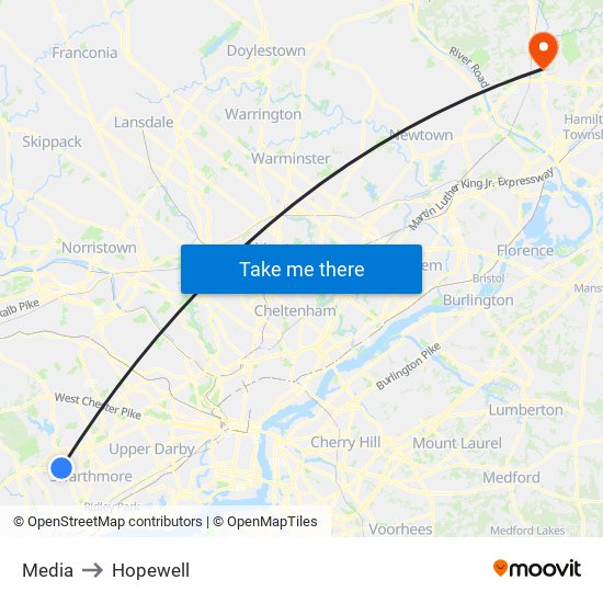 Media to Hopewell map