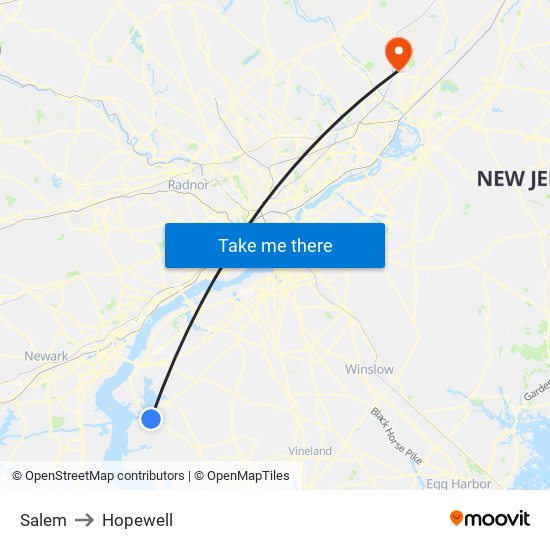 Salem to Hopewell map