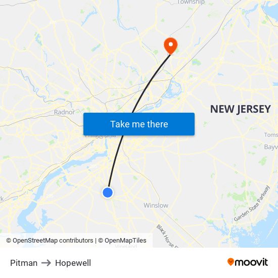 Pitman to Hopewell map