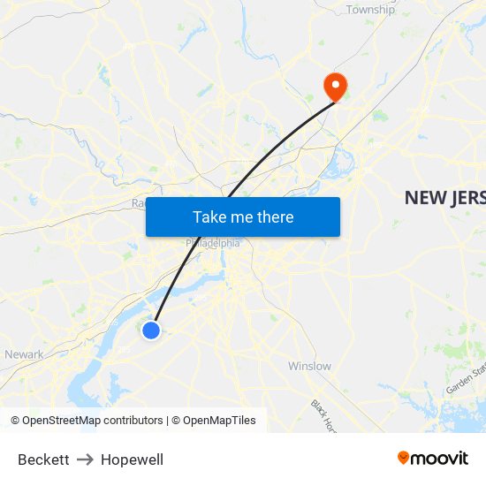 Beckett to Hopewell map