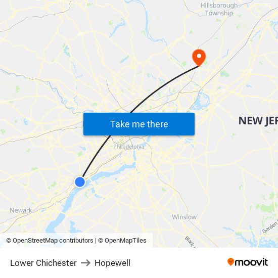 Lower Chichester to Hopewell map