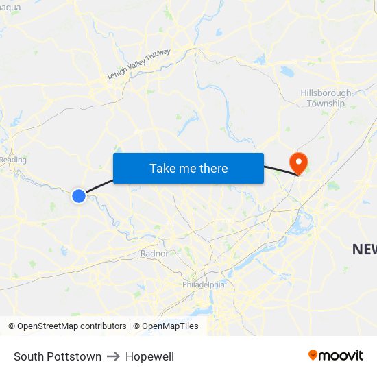 South Pottstown to Hopewell map