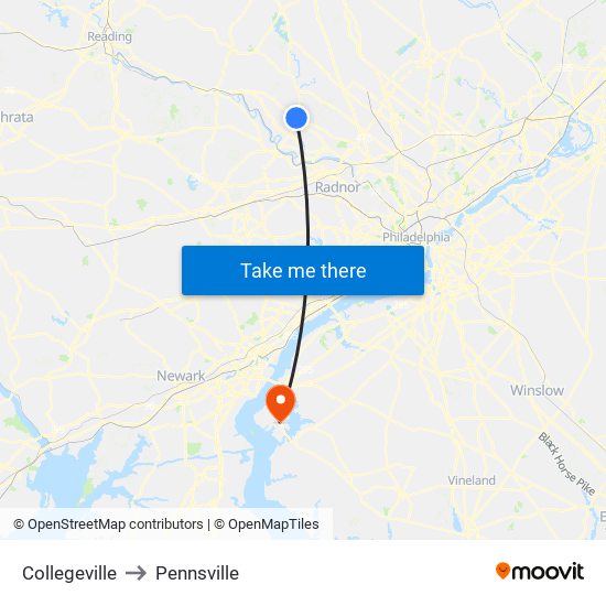 Collegeville to Pennsville map