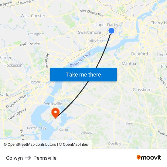 Colwyn to Pennsville map