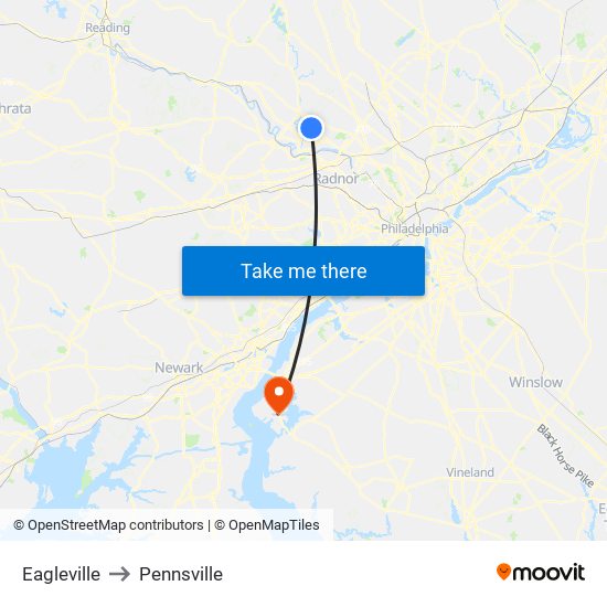 Eagleville to Pennsville map