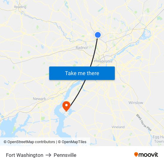 Fort Washington to Pennsville map