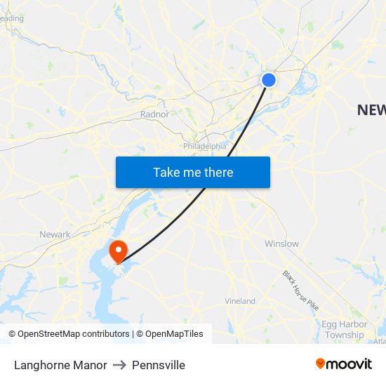 Langhorne Manor to Pennsville map