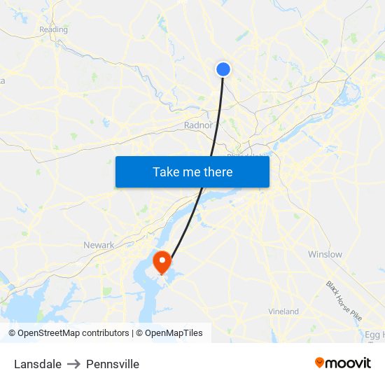 Lansdale to Pennsville map
