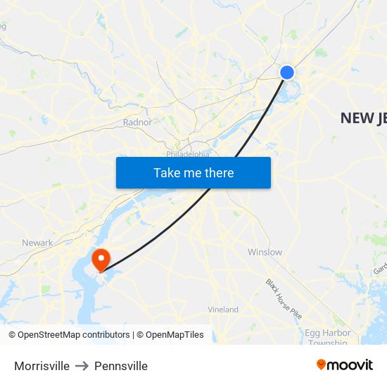 Morrisville to Pennsville map