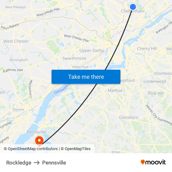 Rockledge to Pennsville map