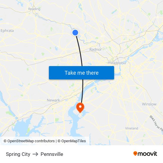 Spring City to Pennsville map