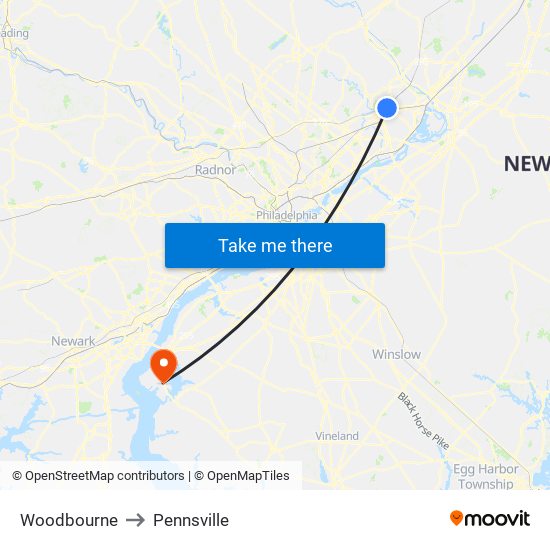 Woodbourne to Pennsville map