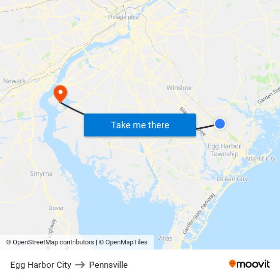 Egg Harbor City to Pennsville map