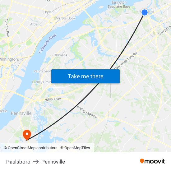 Paulsboro to Pennsville map