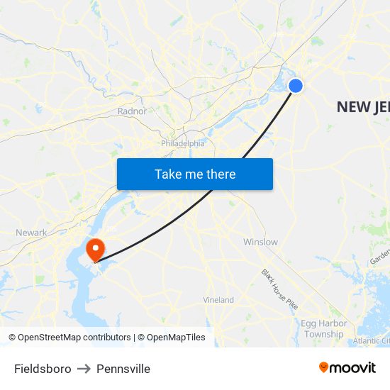 Fieldsboro to Pennsville map