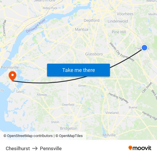 Chesilhurst to Pennsville map