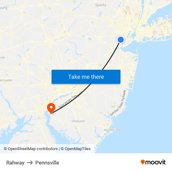 Rahway to Pennsville map