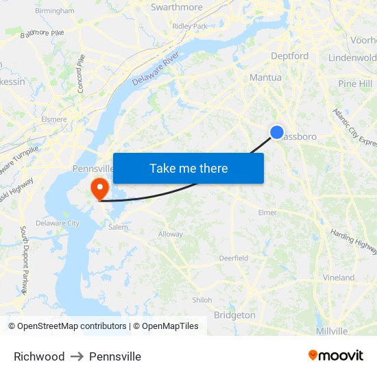 Richwood to Pennsville map