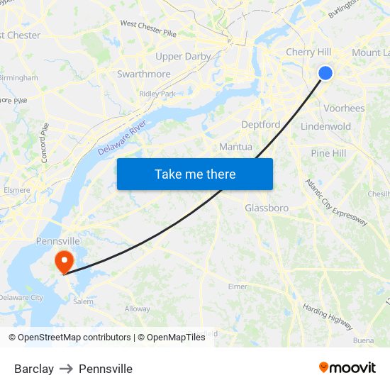 Barclay to Pennsville map