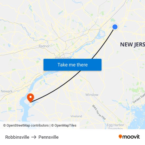Robbinsville to Pennsville map