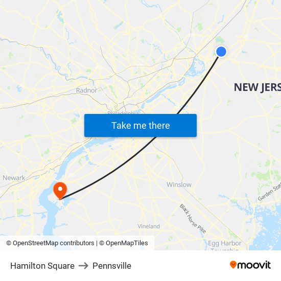 Hamilton Square to Pennsville map
