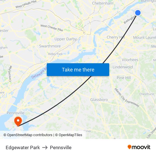 Edgewater Park to Pennsville map