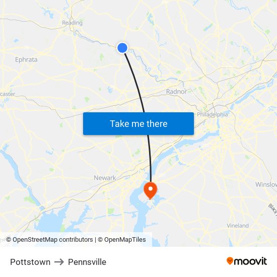 Pottstown to Pennsville map