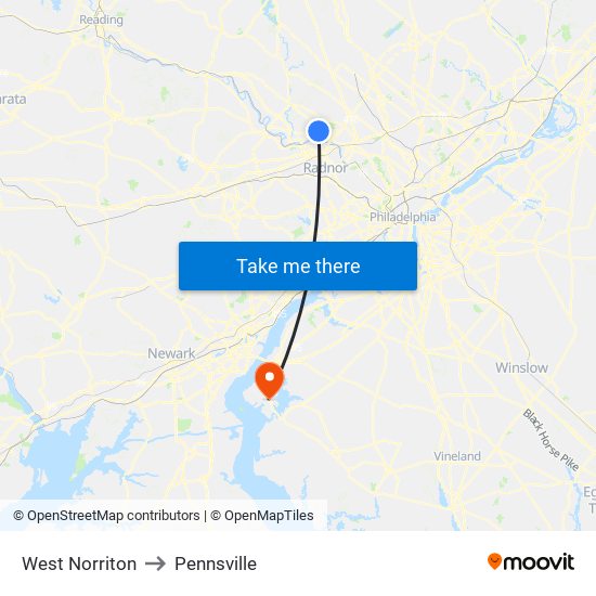 West Norriton to Pennsville map