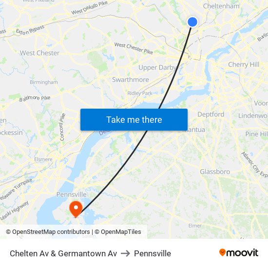 Chelten Av & Germantown Av to Pennsville map