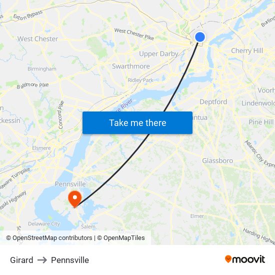 Girard to Pennsville map