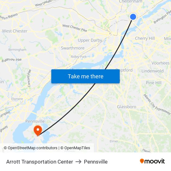 Arrott Transportation Center to Pennsville map